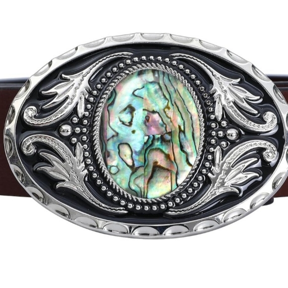 New abalone western belt buckle